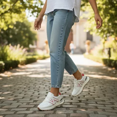 Adidasi dama casual albi cu rosu 30664 N6-2